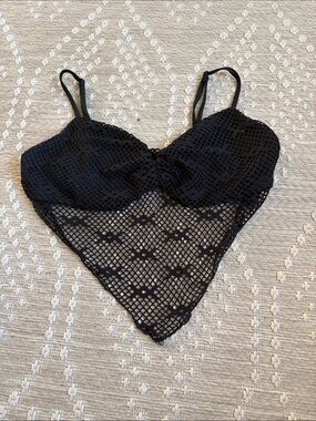 Black Crochet Mesh Bralette Top